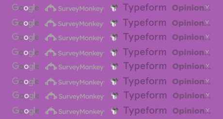 Logos de servicios de encuestas digitales como SurveyMonkey y Typeform.