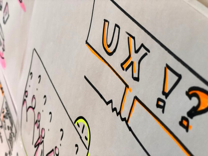 Palabras UX en sesión de design thinking. Foto de Amelie Mourichon en Unsplash