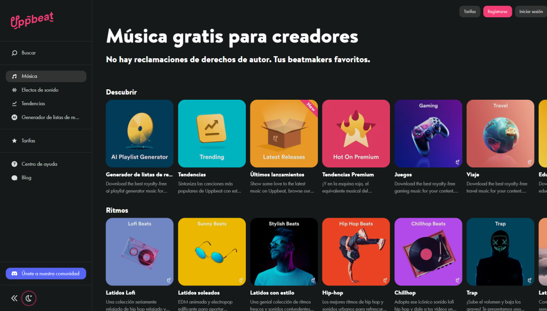 Uppbeat: música gratuita para creadores de contenido 